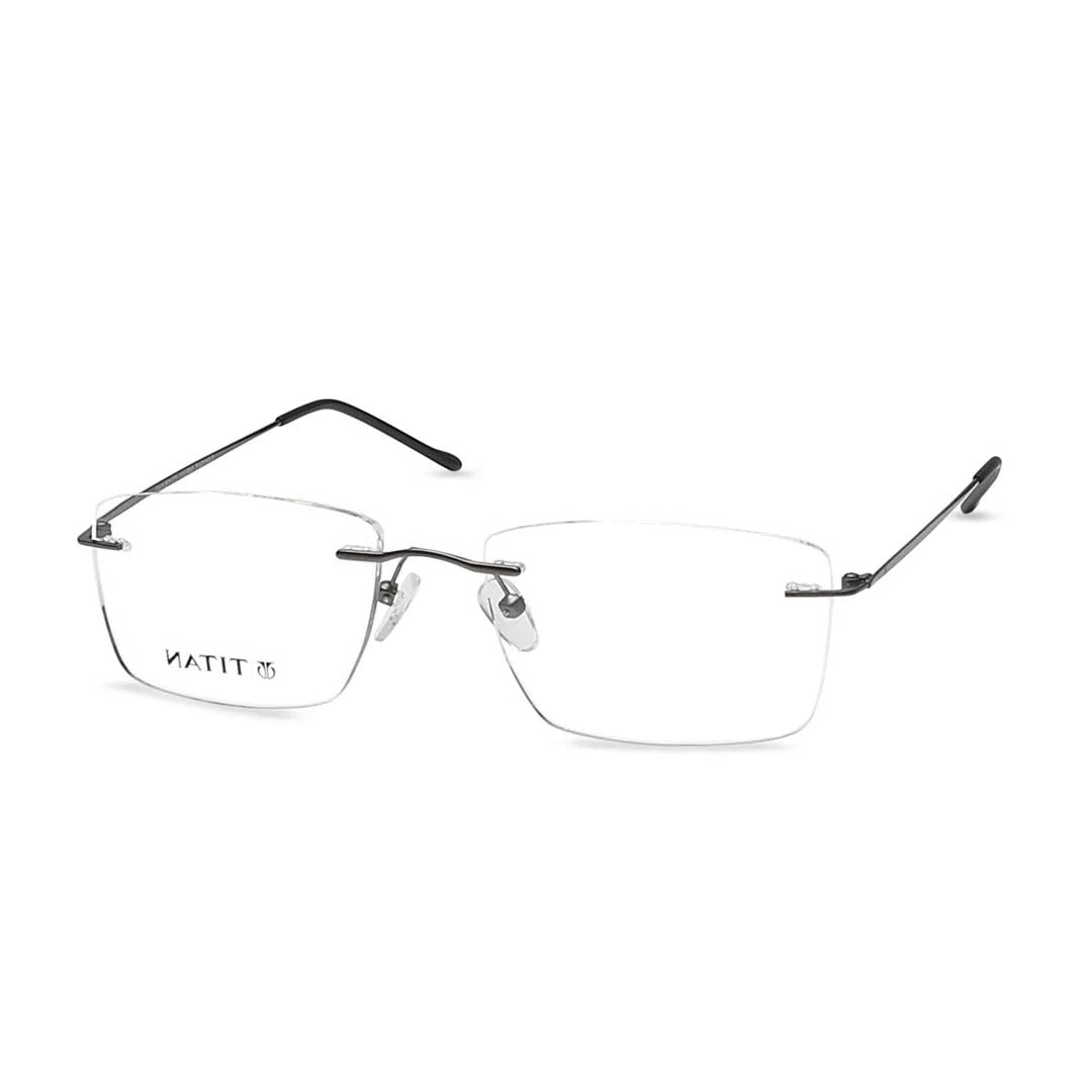 Titan Gun metal Rectangle Rimless Computer Glasses (Blue-Filter lens Included)