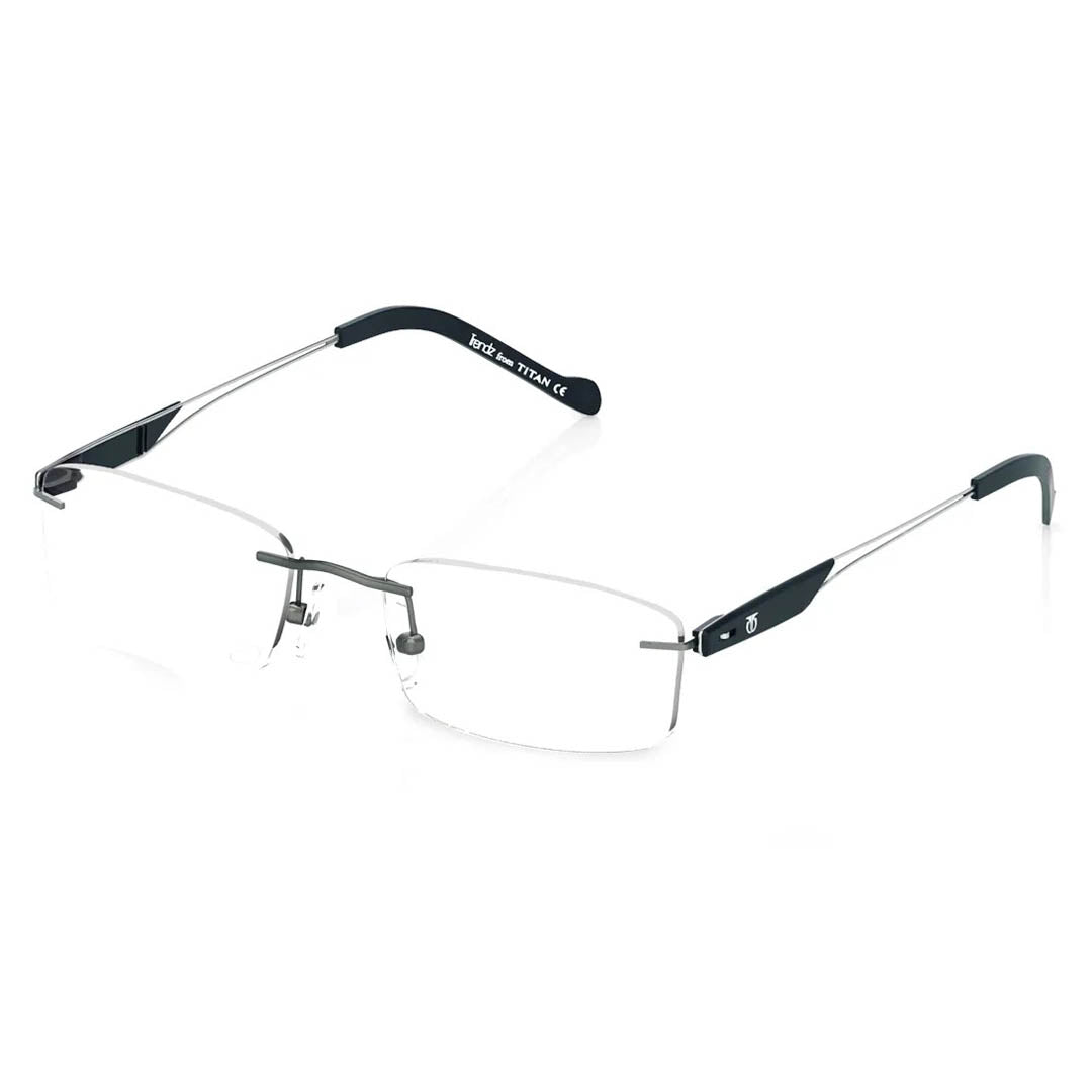 Titan Gun Metal Rectangle Rimless Computer Glasses (Blue-Filter lens Included)