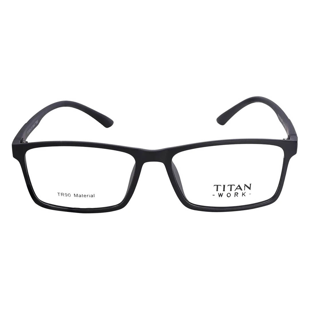 Titan Black Rectangle Rimmed Computer Glasses (Blue-Filter lens Included)