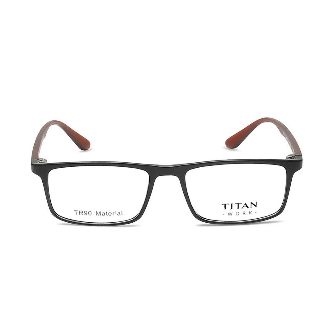 Titan Black Rectangle Rimmed Computer Glasses (Blue-Filter lens Included)