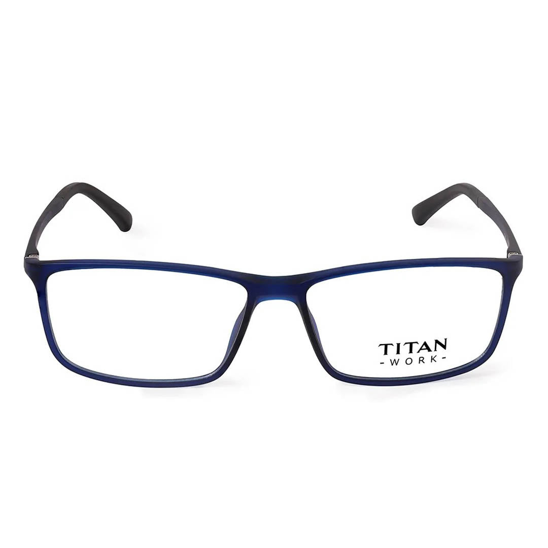 Titan Blue Rectangle Rimmed Computer Glasses (Blue-Filter lens Included)