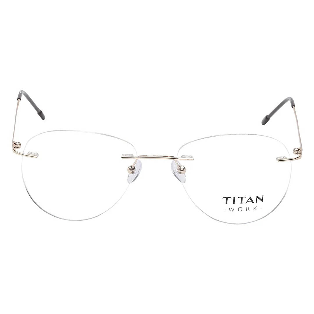 Titan Gold Round Rimless Computer Glasses (Blue-Filter lens Included)