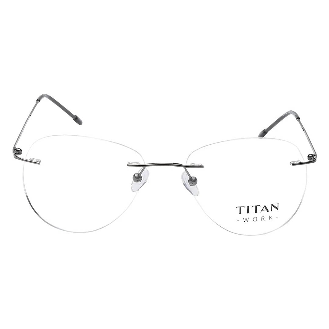 Titan Grey Aviator Rimless Computer Glasses (Blue-Filter lens Included)