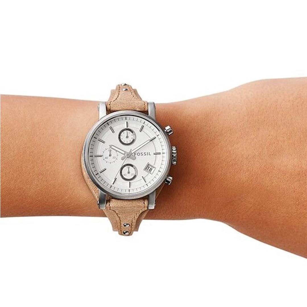 Fossil Analog Original Boyfriend Chronograph White Dial Women's Watch ES3625