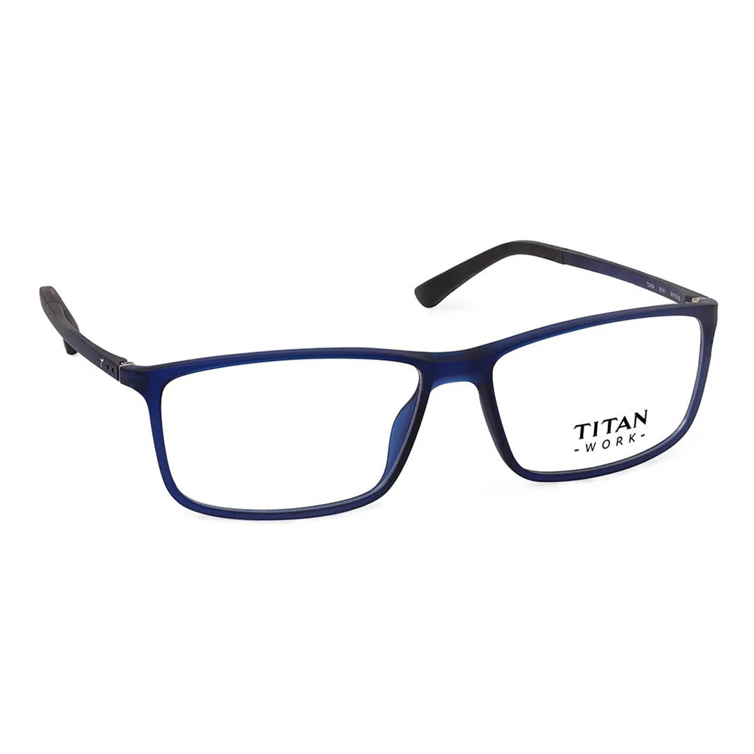 Titan Blue Rectangle Rimmed Computer Glasses (Blue-Filter lens Included)
