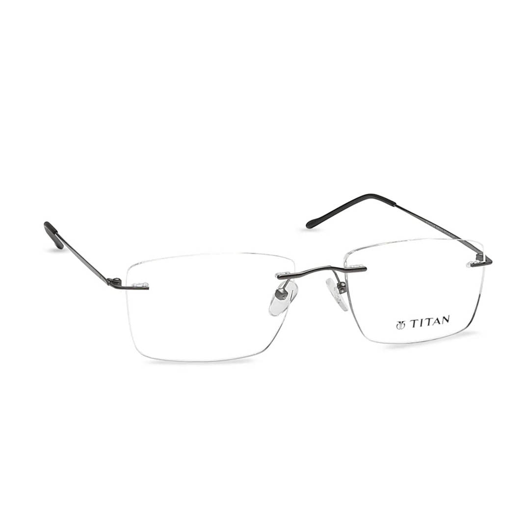 Titan Gun metal Rectangle Rimless Computer Glasses (Blue-Filter lens Included)