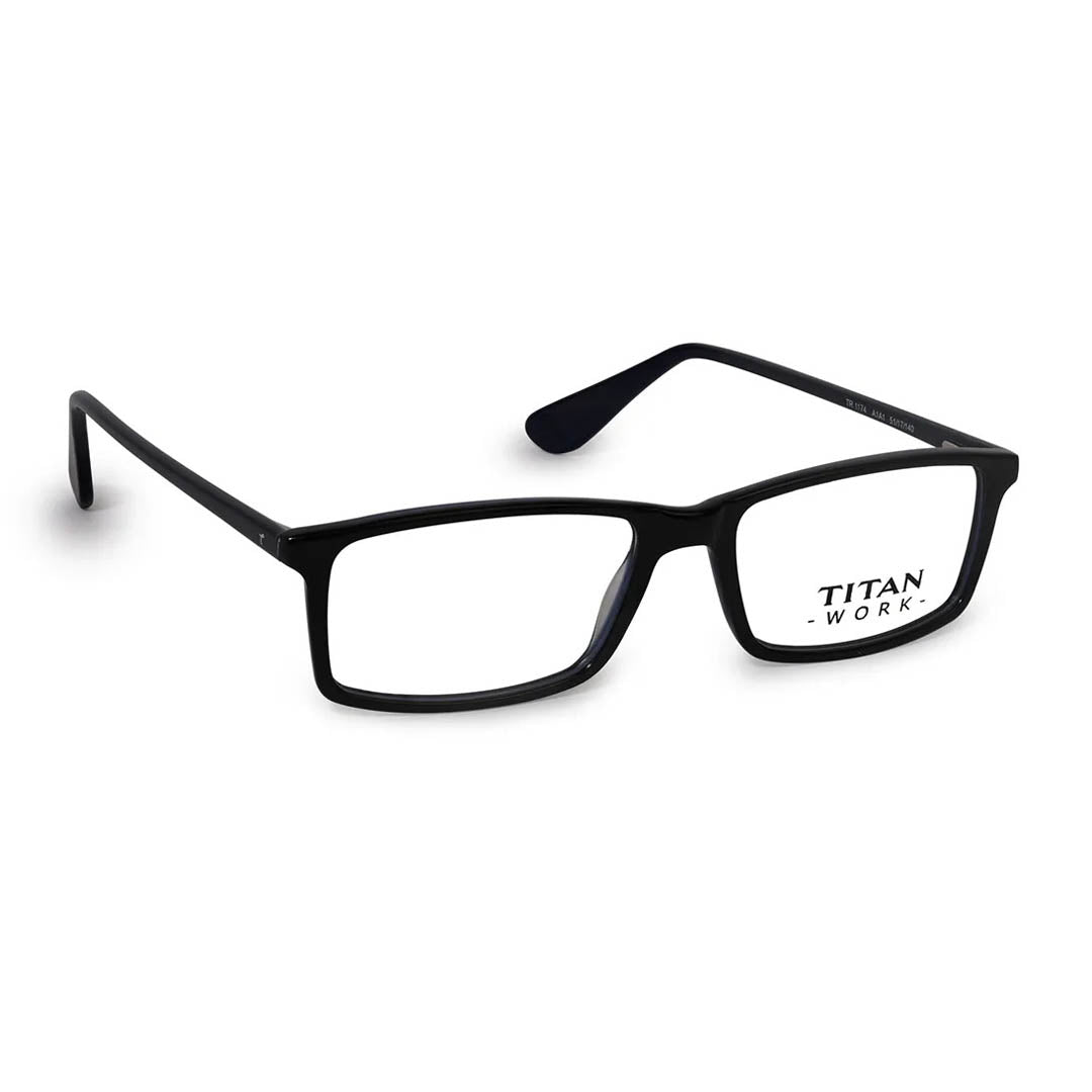 Titan Blue Rectangle Rimmed Computer Glasses (Blue-Filter lens Included)