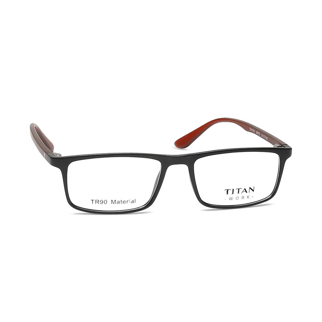 Titan Black Rectangle Rimmed Computer Glasses (Blue-Filter lens Included)