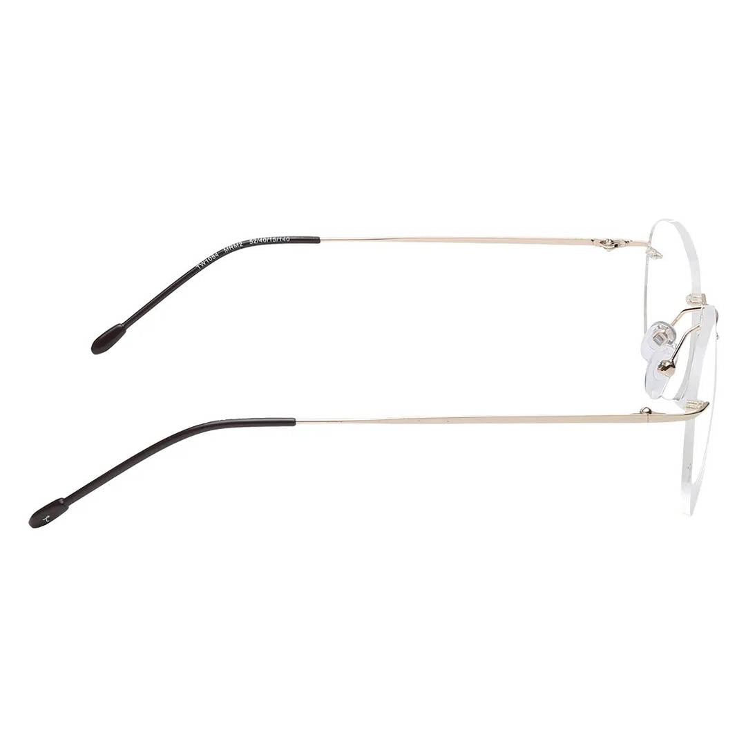 Titan Gold Round Rimless Computer Glasses (Blue-Filter lens Included)