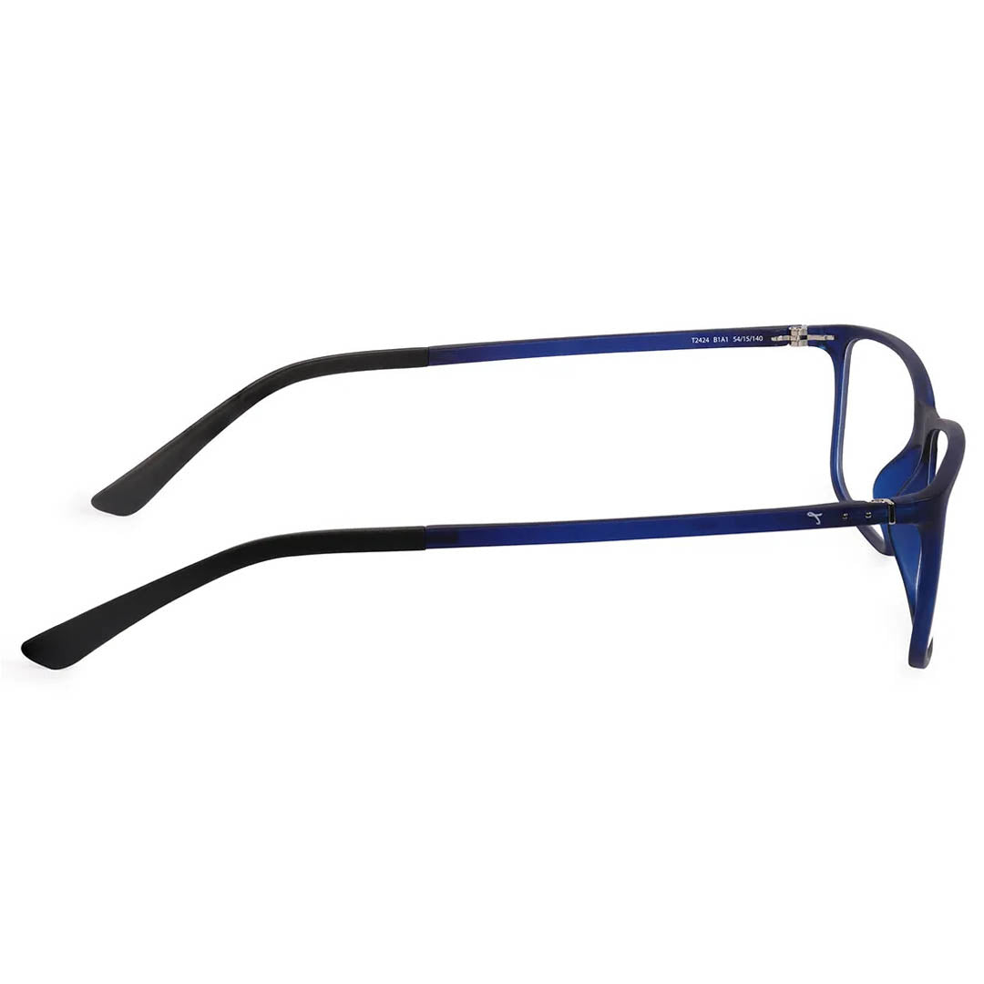 Titan Blue Rectangle Rimmed Computer Glasses (Blue-Filter lens Included)