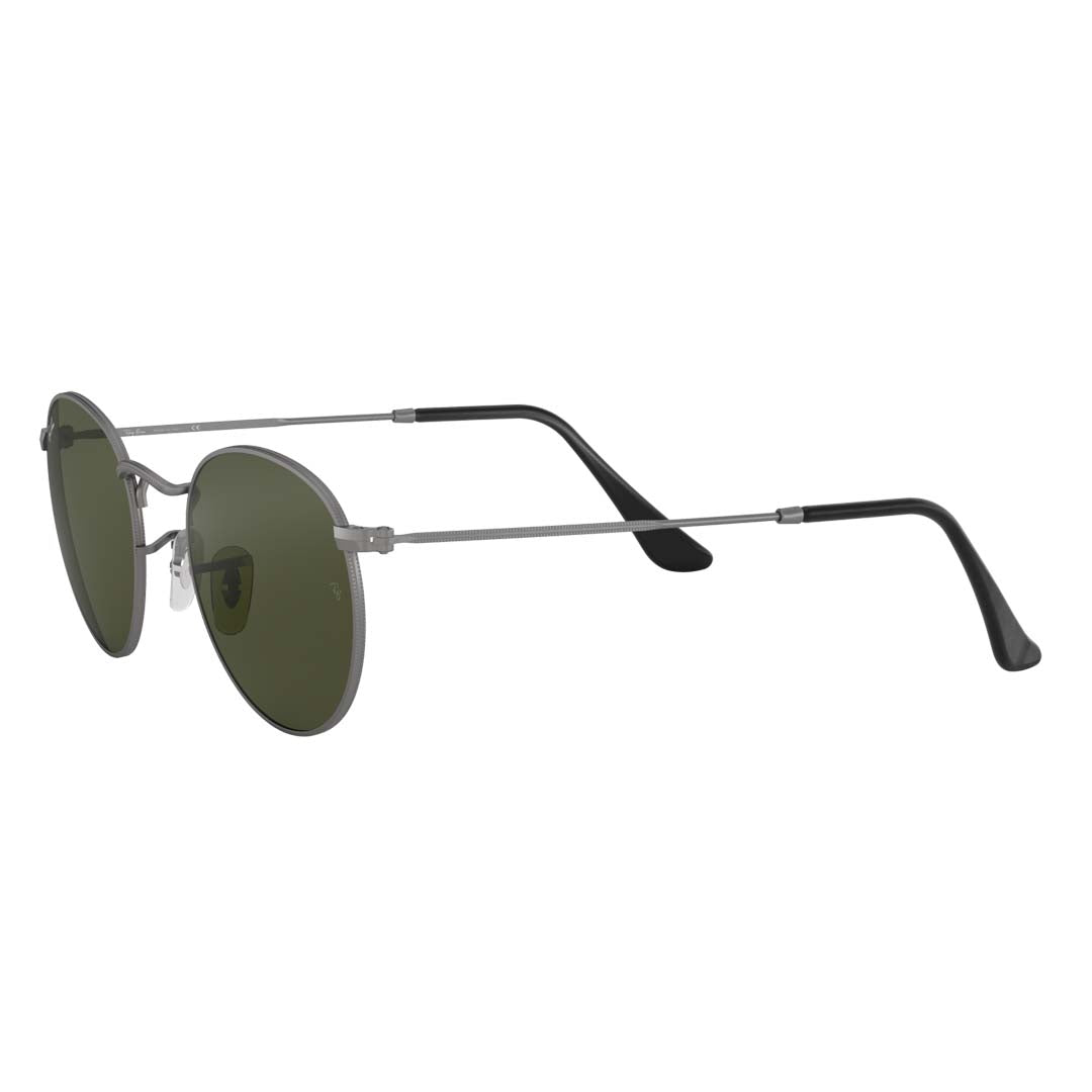 Ray-Ban RB3447 Round Metal Sunglasses, Matte Gunmetal/Green, 50 mm