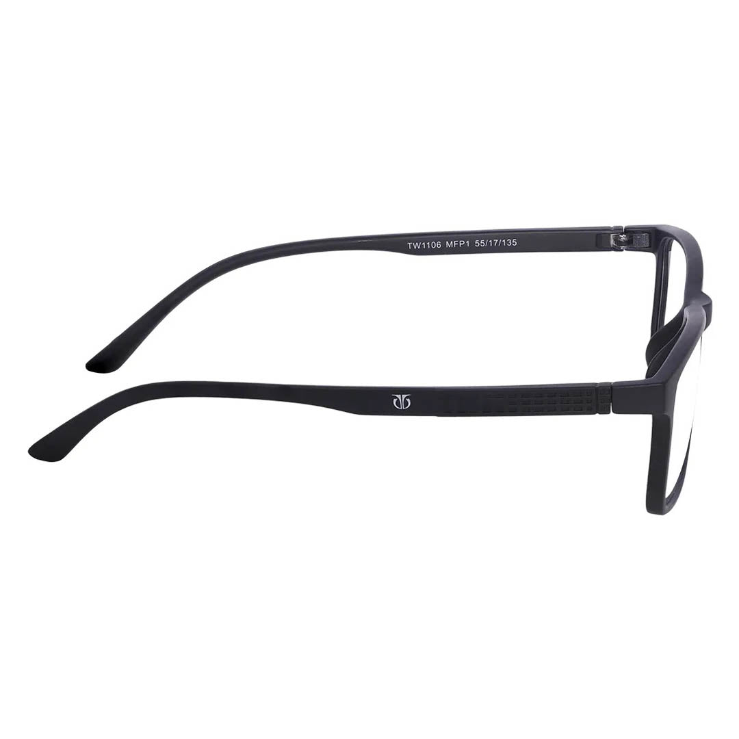 Titan Black Rectangle Rimmed Computer Glasses (Blue-Filter lens Included)