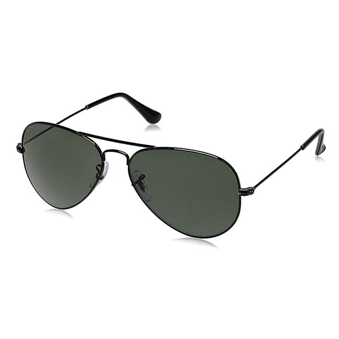 OneStopVision® Medium-Large (Size-58) Black Green Men's Aviator Sunglasses