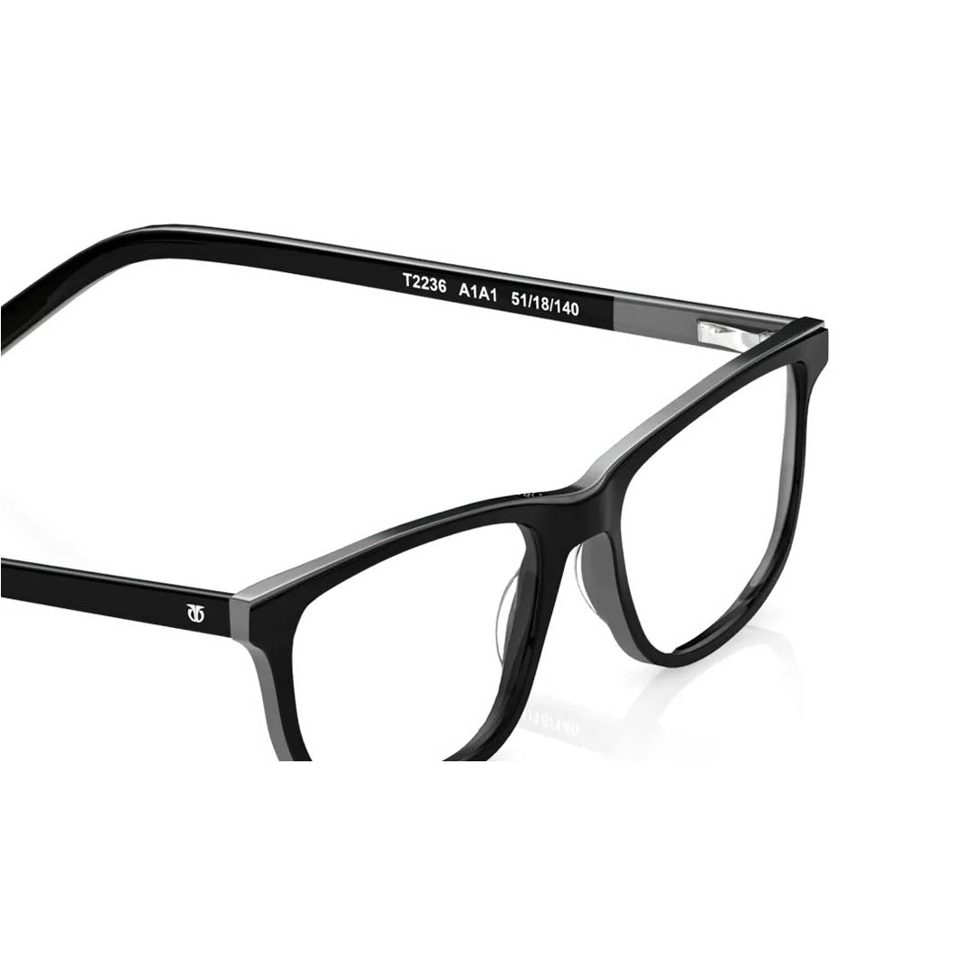 Titan Black Square Rimmed Computer Glasses (Blue-Filter lens Included)