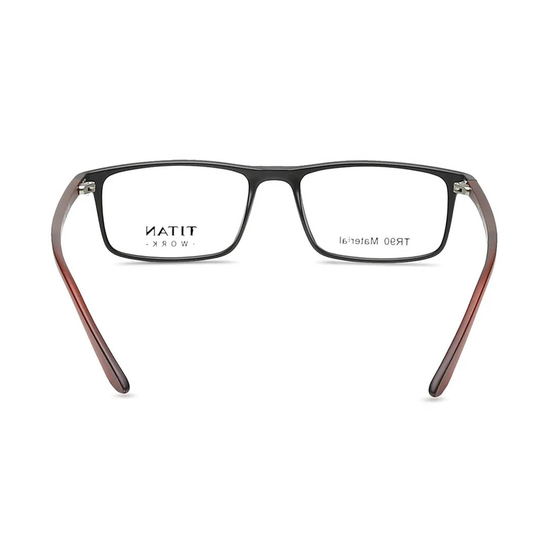 Titan Black Rectangle Rimmed Computer Glasses (Blue-Filter lens Included)