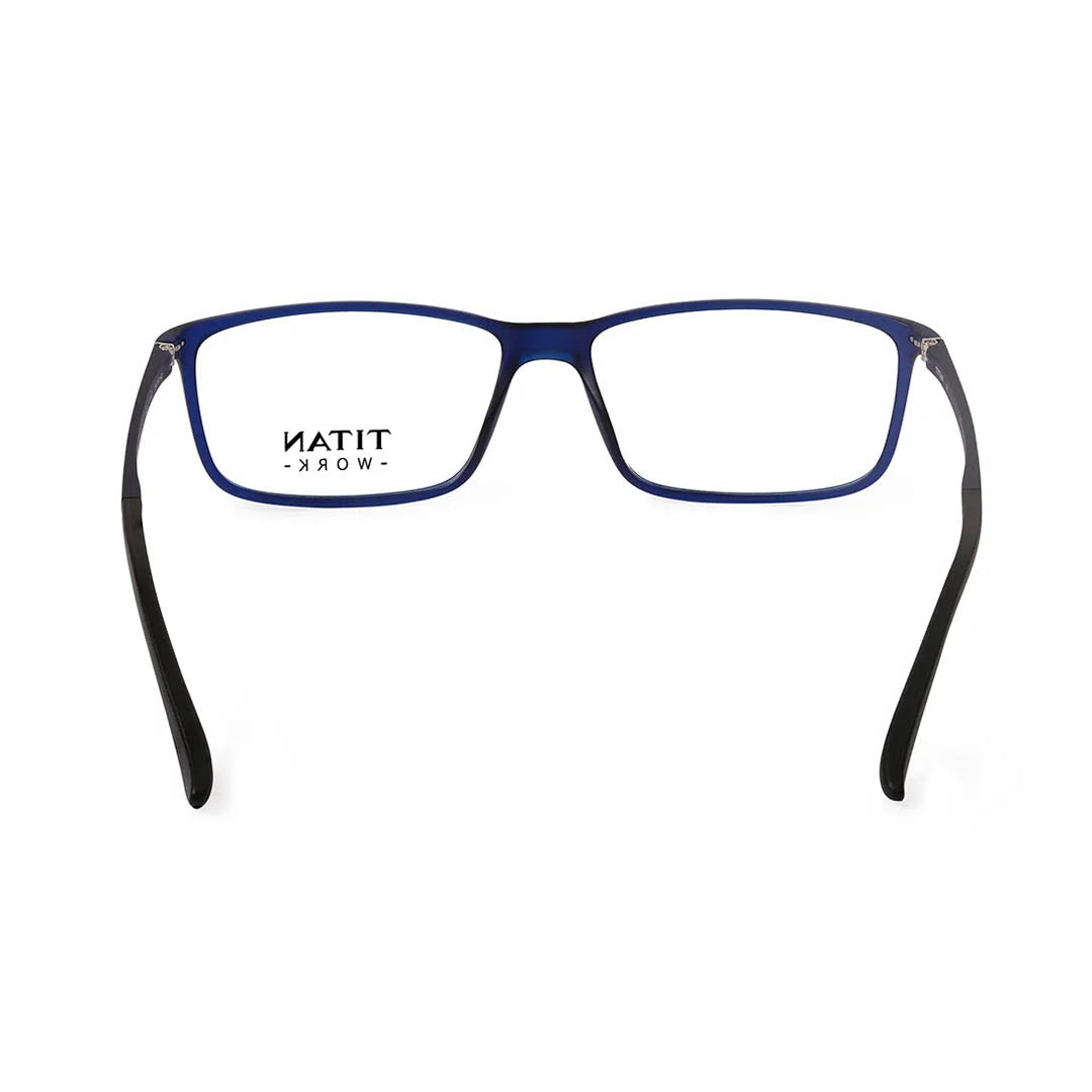 Titan Blue Rectangle Rimmed Computer Glasses (Blue-Filter lens Included)