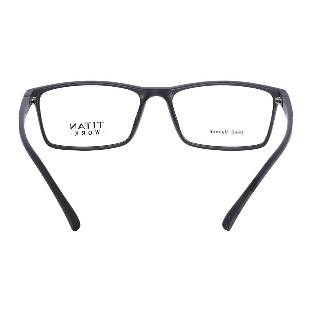 Titan Black Rectangle Rimmed Computer Glasses (Blue-Filter lens Included)