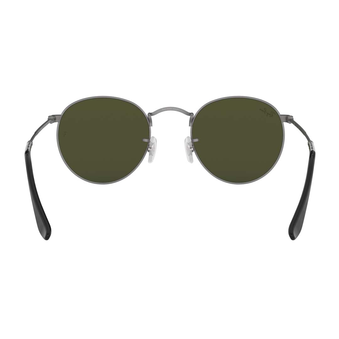 Ray-Ban RB3447 Round Metal Sunglasses, Matte Gunmetal/Green, 50 mm