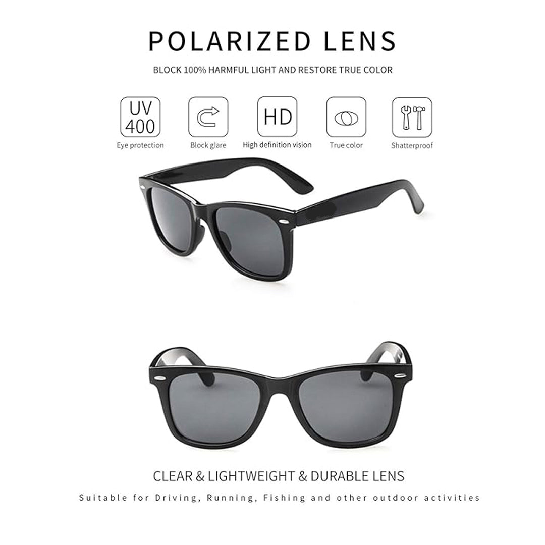 OneStopVision® Men's Black Wayfarer Polarized UV-400 Sunglasses