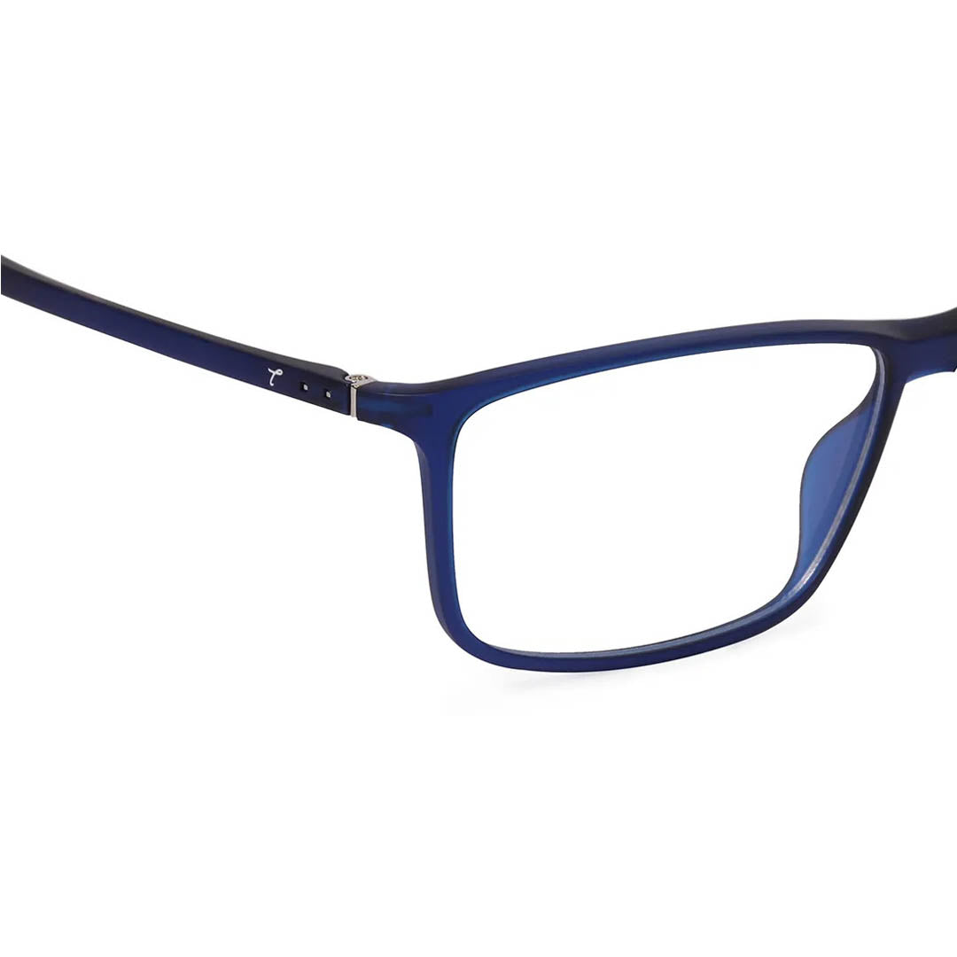 Titan Blue Rectangle Rimmed Computer Glasses (Blue-Filter lens Included)