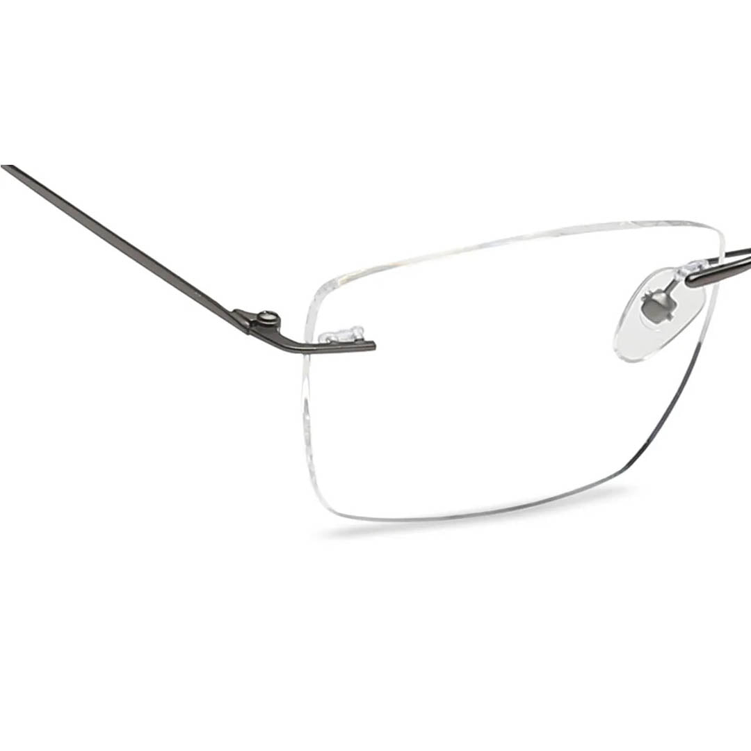 Titan Gun metal Rectangle Rimless Computer Glasses (Blue-Filter lens Included)