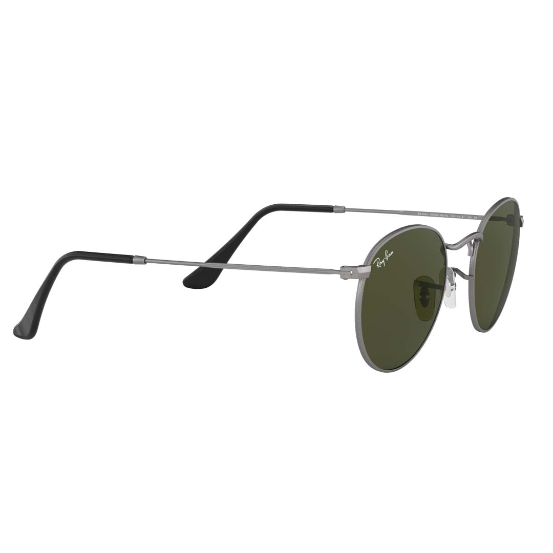 Ray-Ban RB3447 Round Metal Sunglasses, Matte Gunmetal/Green, 50 mm