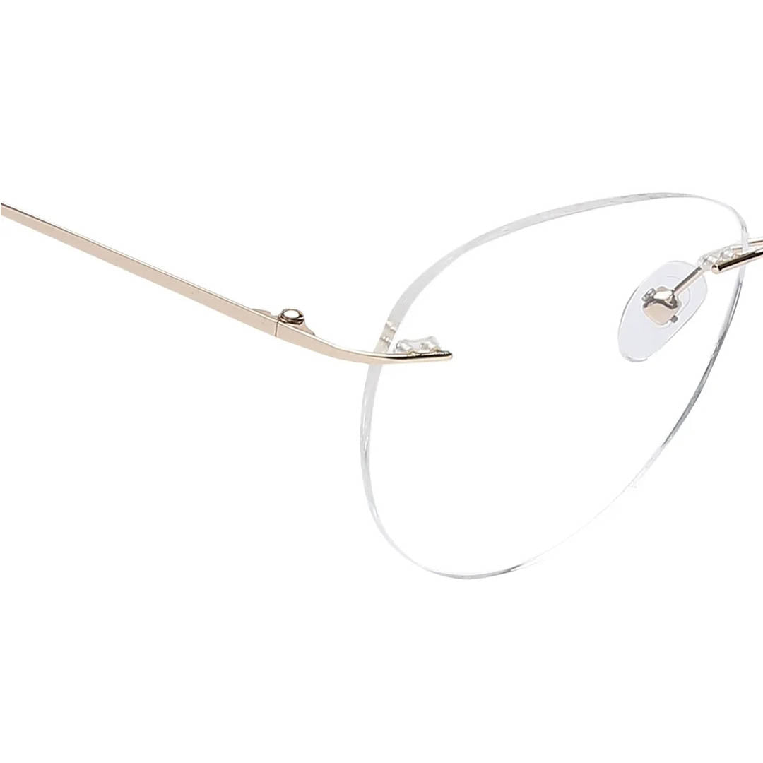 Titan Gold Round Rimless Computer Glasses (Blue-Filter lens Included)