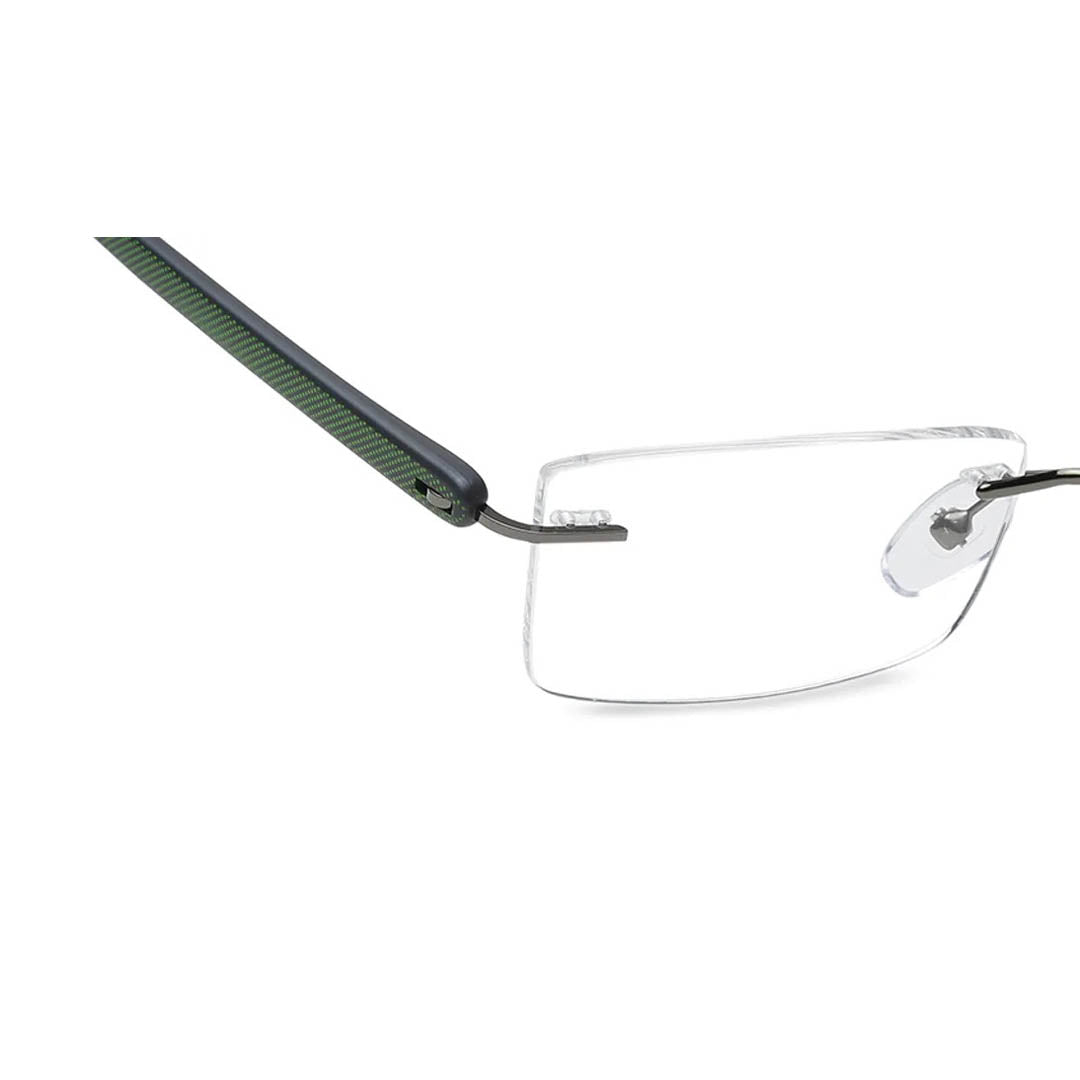 Titan Gun metal Rectangle Rimless Computer Glasses (Blue-Filter lens Included)