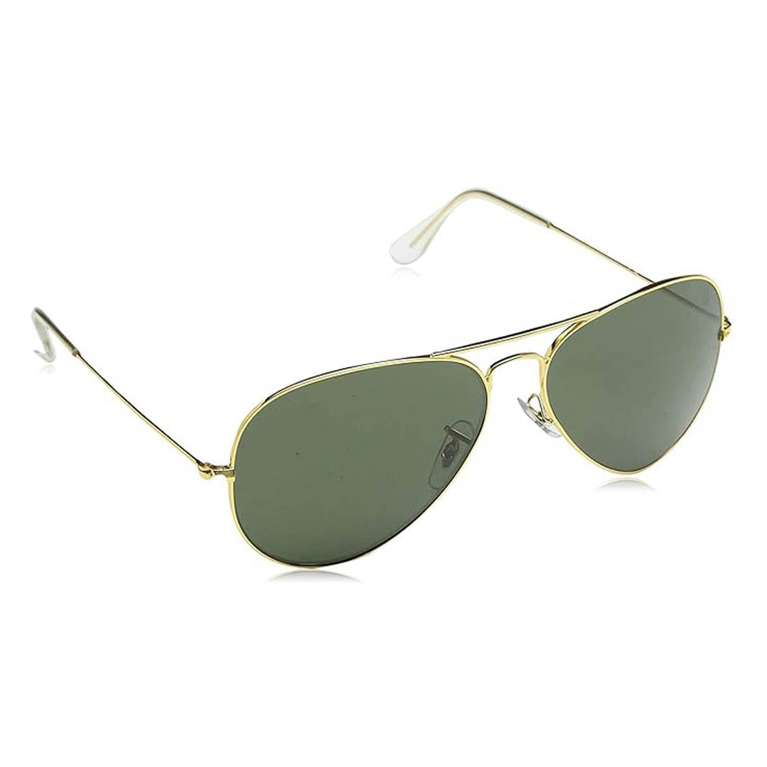 OneStopVision® Medium-Large (Size-58) Golden Green Men's Aviator Sunglasses