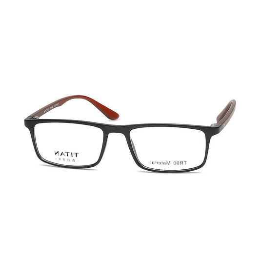 Titan Black Rectangle Rimmed Computer Glasses (Blue-Filter lens Included)
