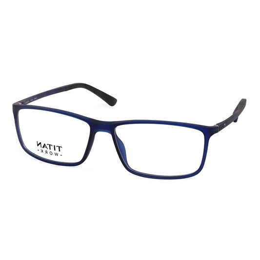 Titan Blue Rectangle Rimmed Computer Glasses (Blue-Filter lens Included)
