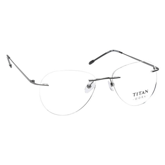 Titan Grey Aviator Rimless Computer Glasses (Blue-Filter lens Included)