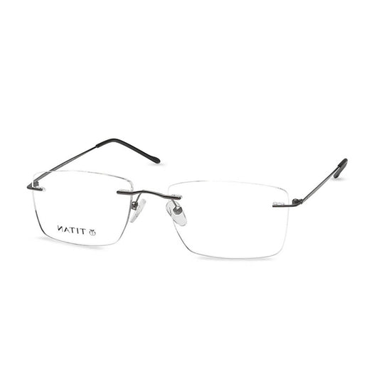 Titan Gun metal Rectangle Rimless Computer Glasses (Blue-Filter lens Included)