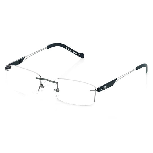 Titan Gun Metal Rectangle Rimless Computer Glasses (Blue-Filter lens Included)