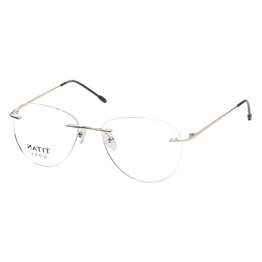 Titan Gold Round Rimless Computer Glasses  (Blue-Filter lens Included)