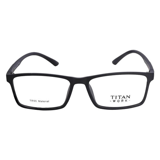 Titan Black Rectangle Rimmed Computer Glasses (Blue-Filter lens Included)