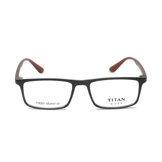 Titan Black Rectangle Rimmed Computer Glasses (Blue-Filter lens Included)