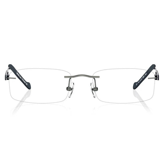 Titan Gun Metal Rectangle Rimless Computer Glasses (Blue-Filter lens Included)