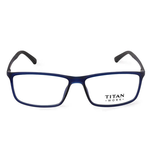 Titan Blue Rectangle Rimmed Computer Glasses (Blue-Filter lens Included)