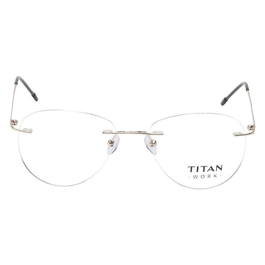 Titan Gold Round Rimless Computer Glasses  (Blue-Filter lens Included)