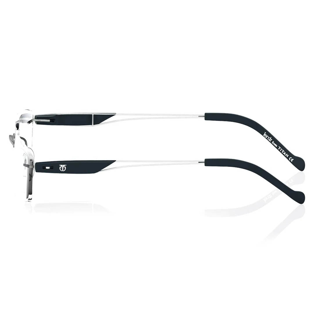 Titan Gun Metal Rectangle Rimless Computer Glasses (Blue-Filter lens Included)