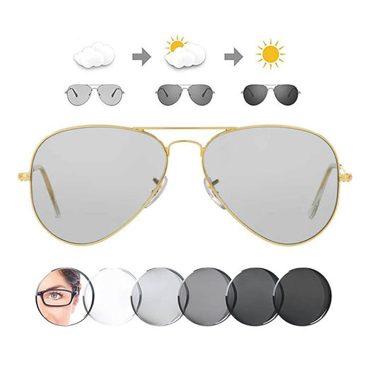 OneStopVision® Golden Grey Photochromic Men's Aviator Medium-Large (Size-58) Sunglasses